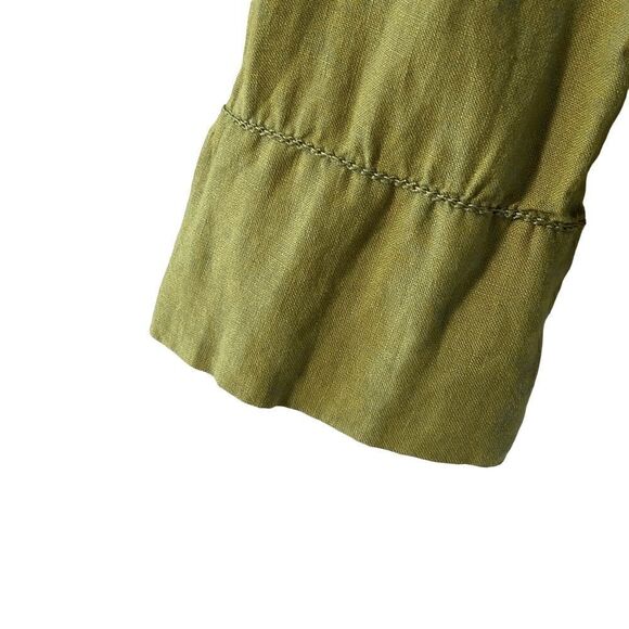 J.Jill vintage linen detailed green jacket blazer with top stitch & pockets MP P - Picture 9 of 14